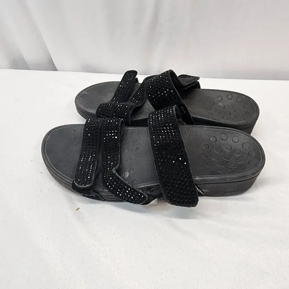 Vionic Women's 11 Pacific Alexis Suede Embellished Wedge Sandals Slides